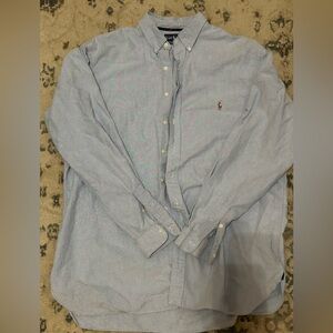 Ralph Lauren Blue Casual Button Down Shirt Lightweight Cotton